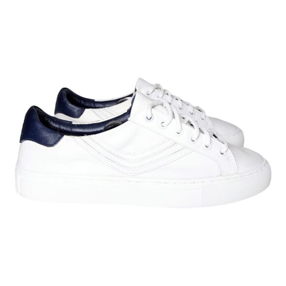 TORY BURCH Chevron White Leather Sneaker Size 7M - Picture 3 of 7